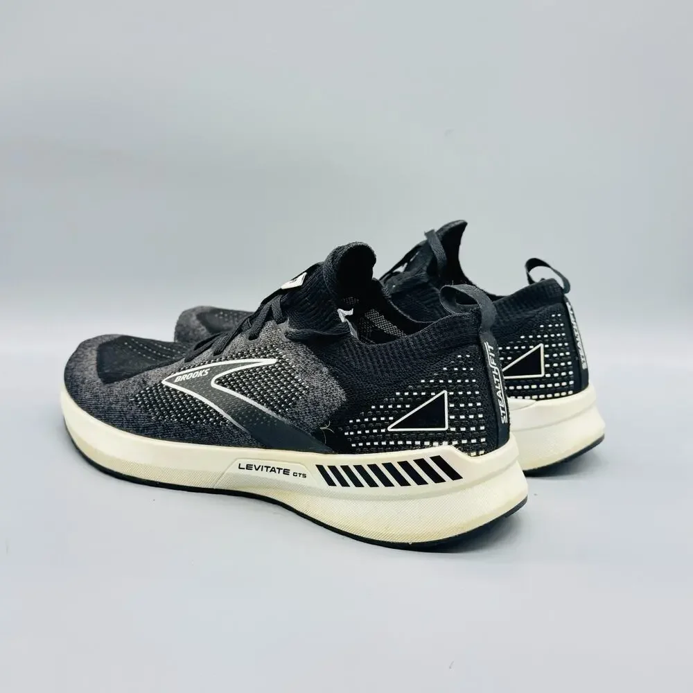 Brooks Shoes Womens 12 Black Levitate GTS 5 StealthFit Running Athletic Sneakers